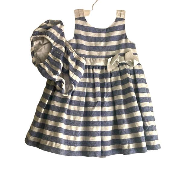 Tahari Baby blue and white sparkle baby dress matching bloomers 24 months - Picture 1 of 11